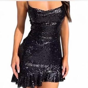 Elegant Sequin Cocktail Mini Dress